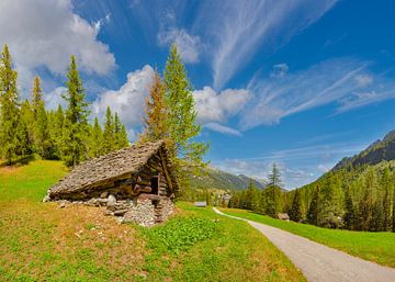 Ein Heustall im Rovana-Tal, Bosco Gurin, Tessin, Schweiz