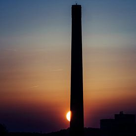 Sunset behind old chimney by Paul Hemmen
