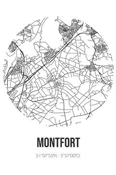 Montfort (Limburg) | Landkaart | Zwart-wit van Rezona