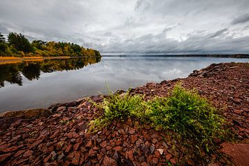Rive rouge du lac Siljan (Suède)