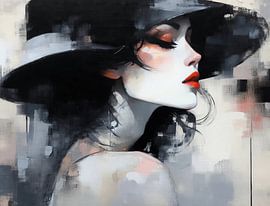 Mysteriöse Frau mit roten Lippen