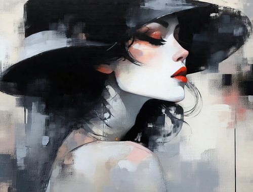 Mysteriöse Frau mit roten Lippen