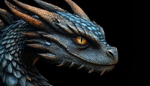 Blauwe draak portret panorama