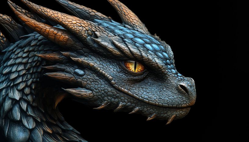 Blauer Drache Porträtpanorama von TheXclusive Art
