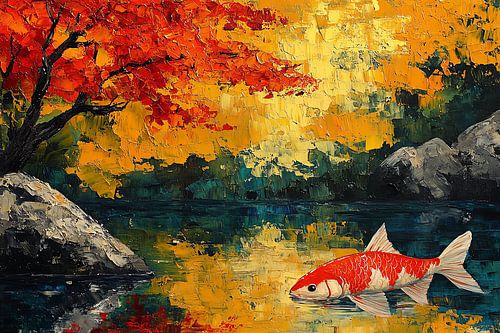 schilderachtige japanse kunst koi karper goudvis