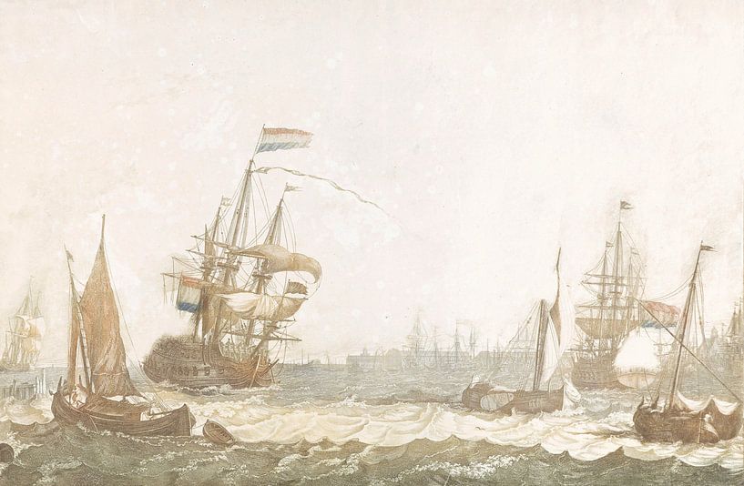 Gezicht op het het IJ met het Oost-Indisch Zeemagazijn en de Oosterkerk, Johan Teyler van Meesterlijcke Meesters