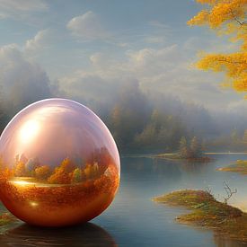 Glass ball full of autumn colours by Nicolette Vermeulen