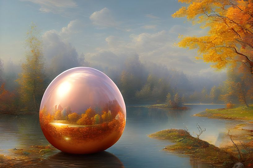 Glass ball full of autumn colours by Nicolette Vermeulen