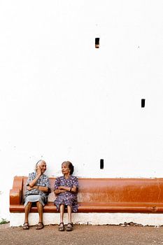 Op een bankje in Goa, India