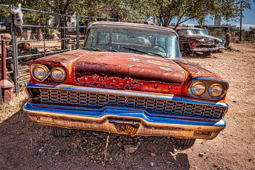 Vintage Mercury op Route 66 in de VS van Dieter Walther