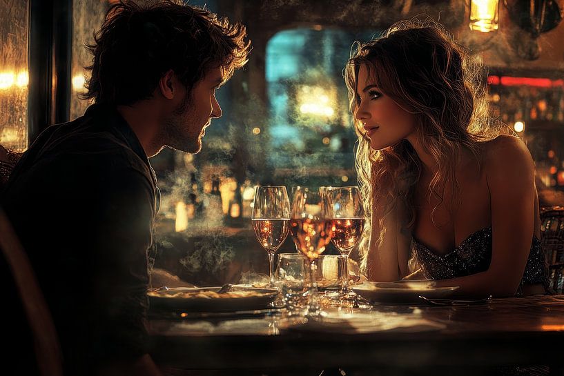 Romantisches Abendessen in einem eleganten Restaurant von Egon Zitter