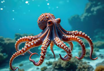 Gros plan d'une pieuvre dans l'eau de l'océan sur Markus Gann