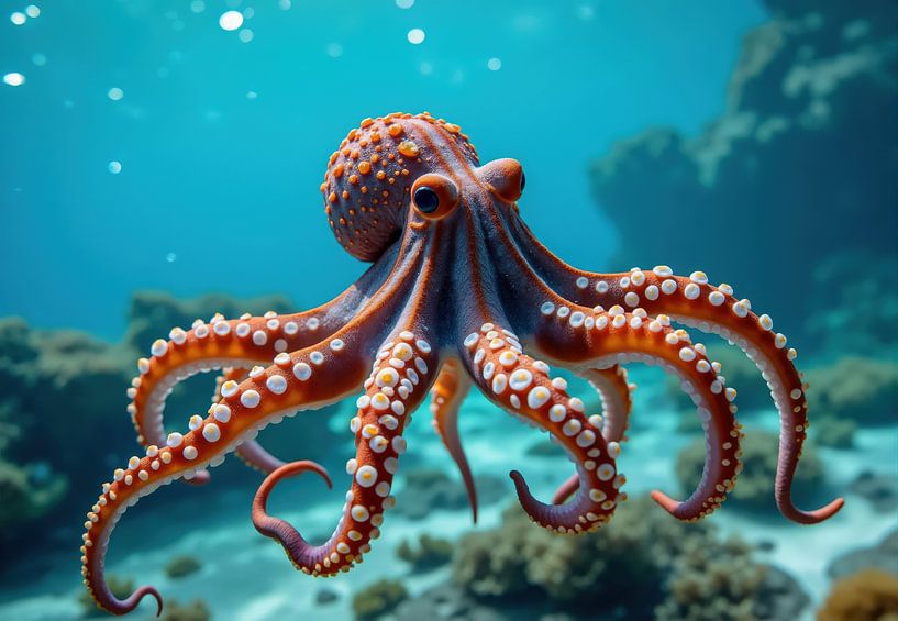 Gros plan d'une pieuvre dans l'eau de l'océan par Markus Gann