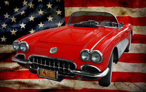 Corvette C1 Convertible with US flag
