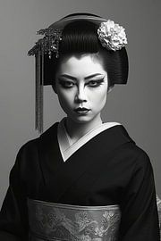 Geisha in Black - white by Brian Morgan