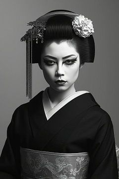 Geisha en noir - blanc