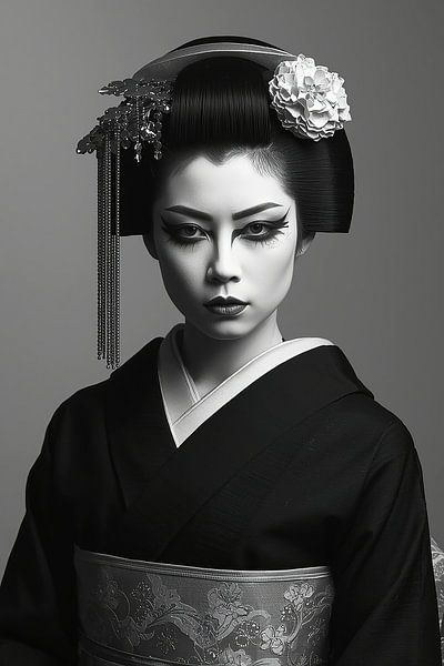Geisha in Schwarz - weiß von Brian Morgan