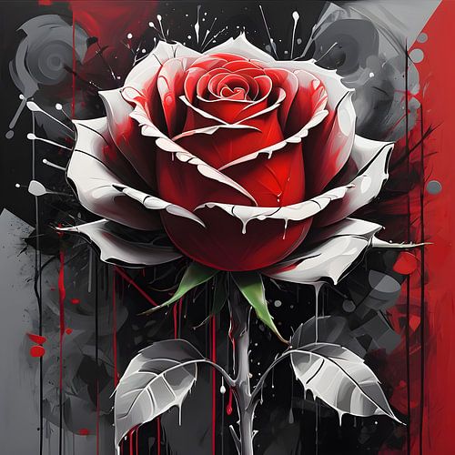 Une rose vibrante dans un design expressif