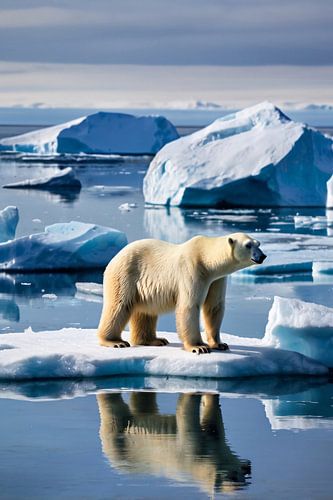 IJsbeer op ijs in natuur