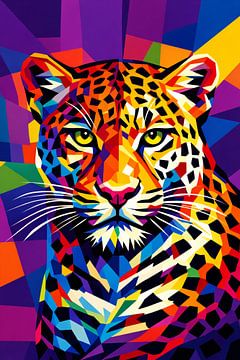 Colorful Leopard Pop Art – Bold Geometric Big Cat Wall Art by Dodik Hariyono