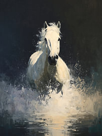 Camargue-Pferd im Wasser von Lauren Wilde