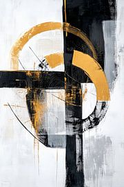 Composition abstraite en noir et blanc avec de l'or sur Poster Art Shop