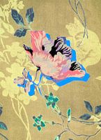 Tulp silkscreen tegen mosterdgele achtergrond