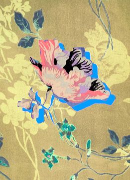 Tulip silkscreen against mustard yellow background by Monki's foto shop