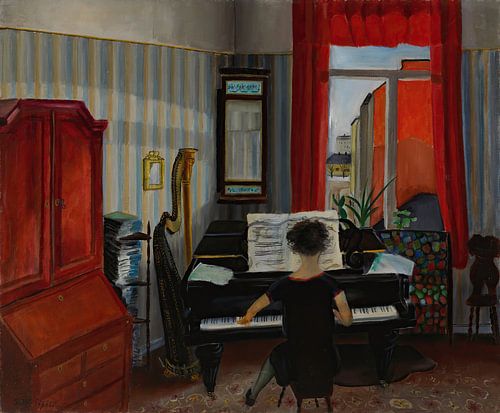 Sulho Sipilä - Interior, Woman playing the piano (1931)