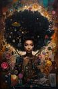 Portrait of a woman with an afro hairstyle by Digitale Schilderijen thumbnail