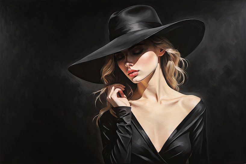 Lady in black, an elegant portrait by Arjen Roos