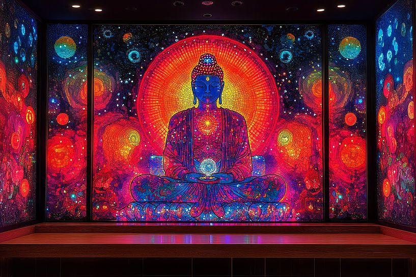 picturesque japanese art praying buddha meditation by Egon Zitter
