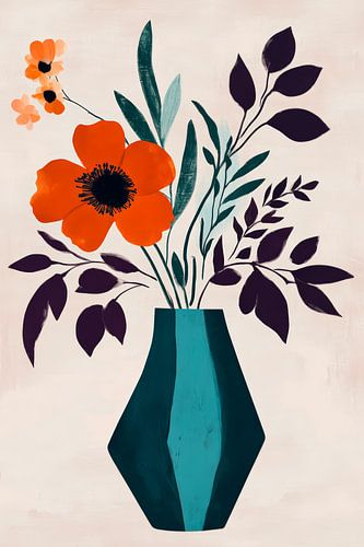 Bloemstilleven in een kleurrijk ontwerp