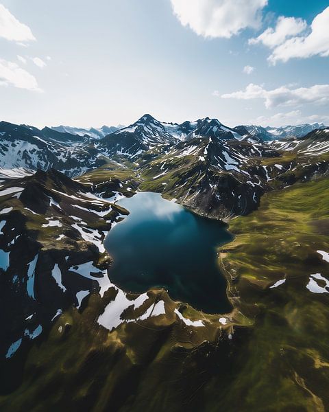 Azure meer in de bergen van fernlichtsicht