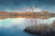 Watercolor painting of a lake under a blue sky by Tanja Udelhofen thumbnail