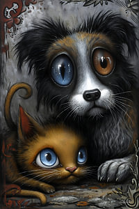 Hund - Katze - Cartoon