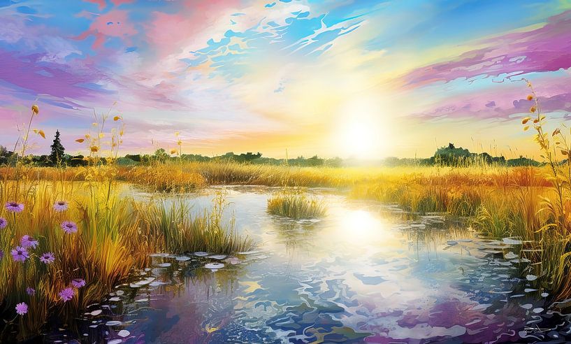 landschap in zachte kleuren van Gelissen Artworks