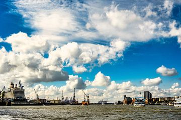 Hamburg port with clouds by Dieter Walther