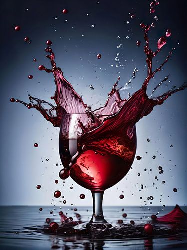 Water splash photo of a wine glass