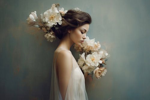 Modern portret in pastelkleuren 