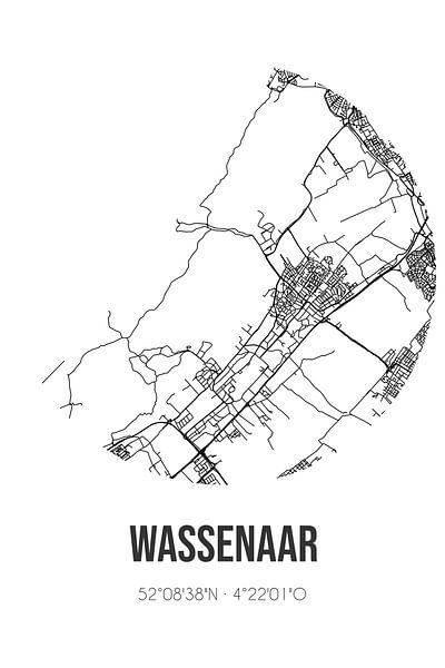 Wassenaar (Zuid-Holland) | Landkaart | Zwart-wit van Stad & Wand
