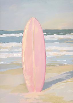 Surfboot oceaan zee pastel roze surfen van Niklas Maximilian