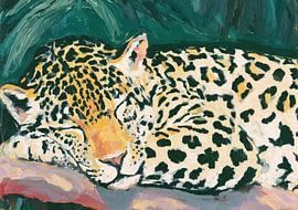 Schlafender Leopard in tiefgrüner Dschungelumgebung von Niklas Maximilian