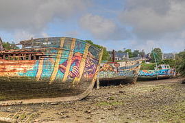 HDR urbex Cimetiere a bateaux ship graveyard at Quelmer brittany by W J Kok