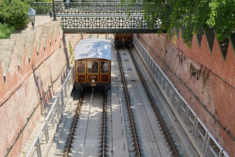 The Budavári Sikló funicular railroad on Castle Hill in Budapest by Heiko Kueverling