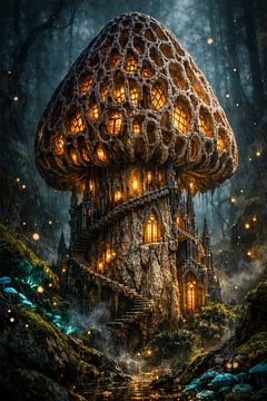 Mycelium Metropolis: Surreal Fungal Tower by Avinigav