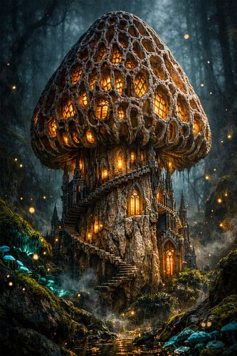 Mycelium Metropolis: Surreal Fungal Tower