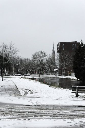 Nieuwe Kerk Delft in de sneeuw