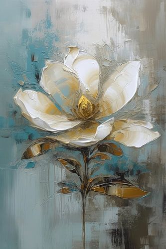 Magnolia blossom with gold accents