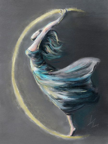 Léger orage - femme avec une robe dans le vent par Emiel de Lange